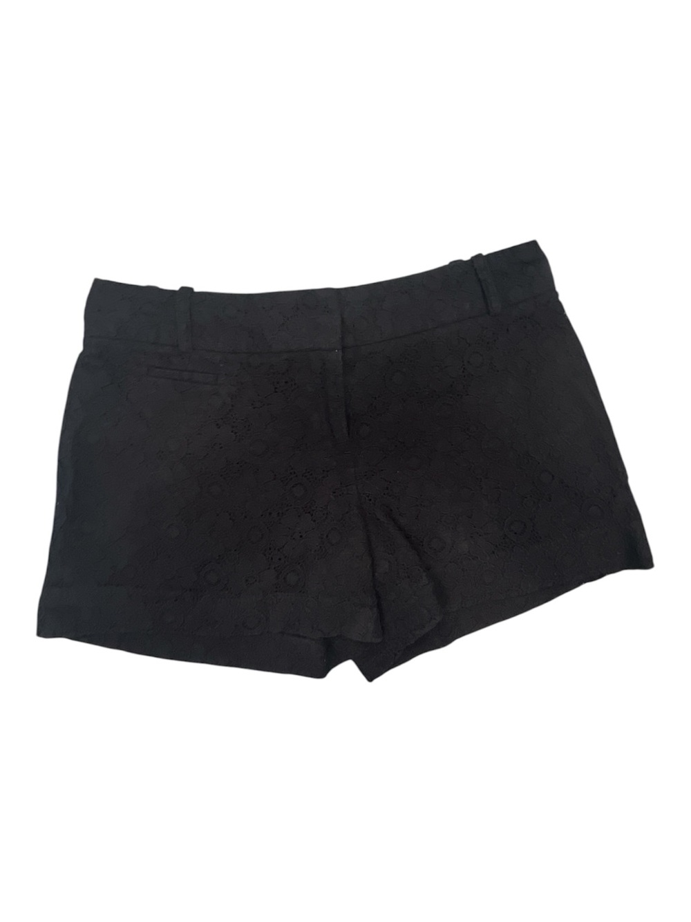 LOFT Women’s Black Floral Lace Chino Shorts 2 Flat Front Slash Pockets